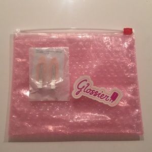 Glossier hair clips, pouch, sticker